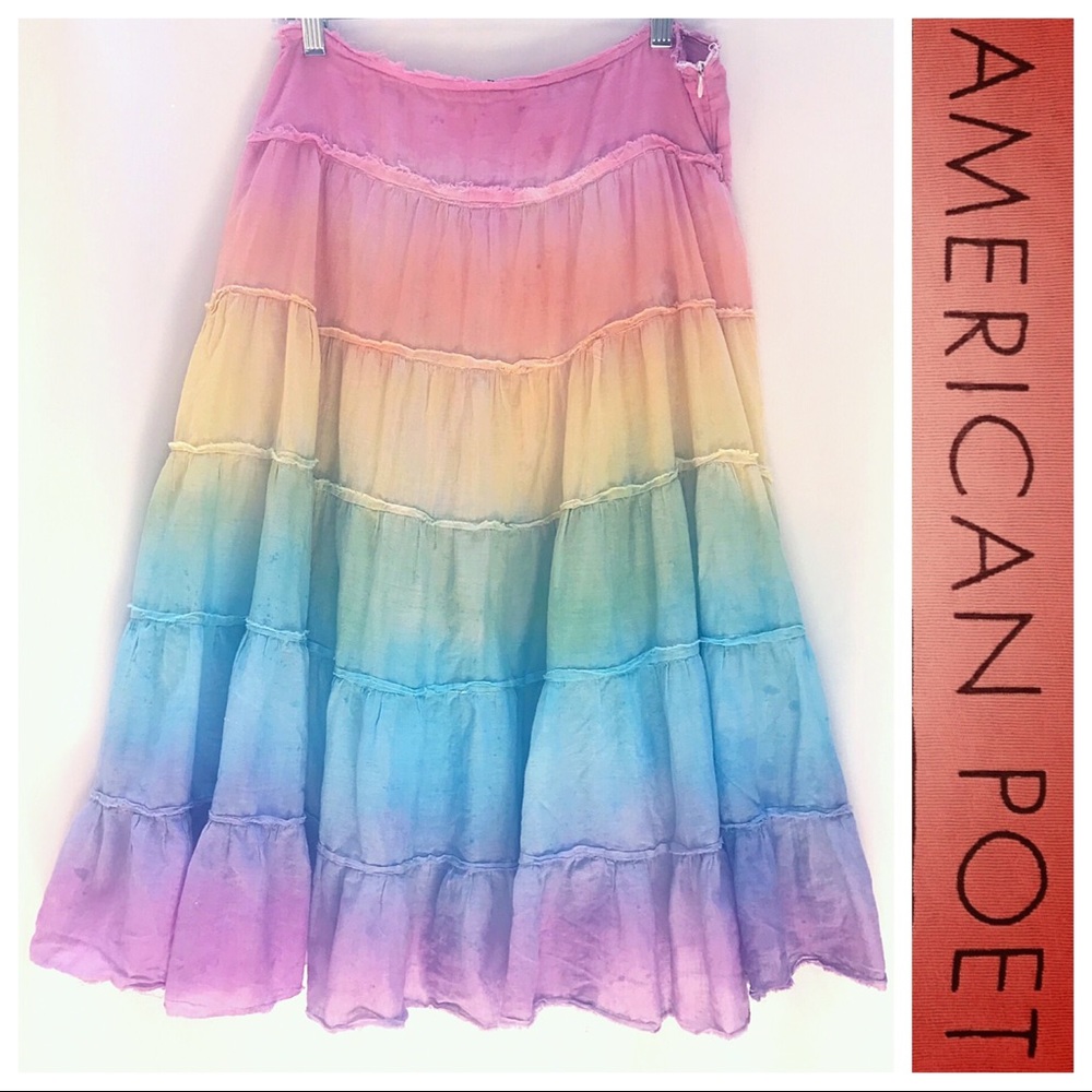 ✨ReNEW’d🎨RAINBOW Ombré Smooth Cotton Tiered SKIRT
